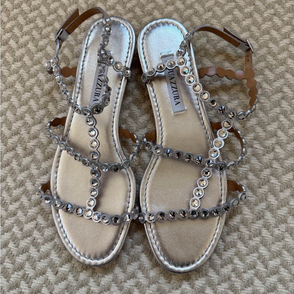Aquazzura Tequila Silver Embellished Sandals